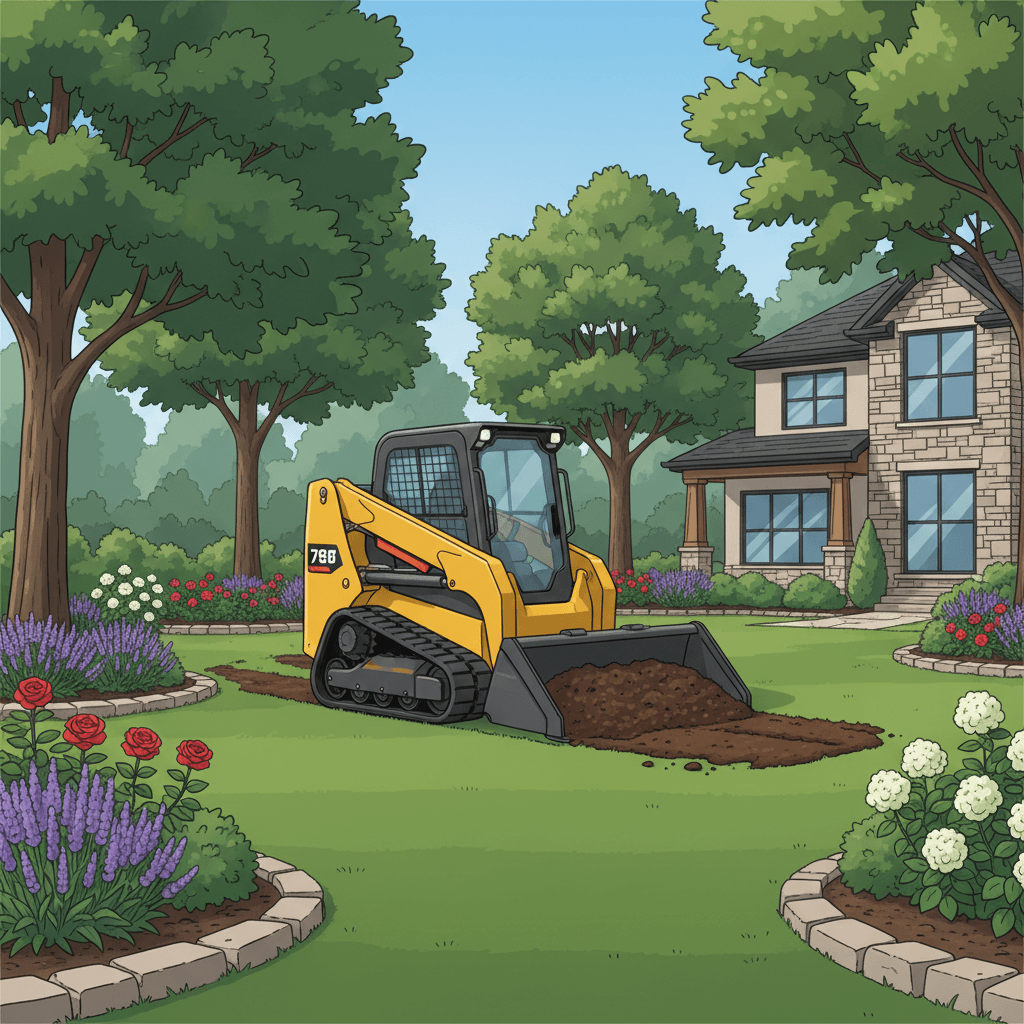 Compact track loader used for landscaping & hardscaping
