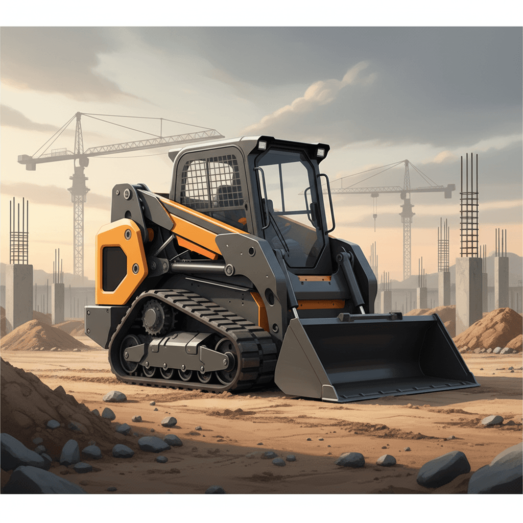 Compact track loader on a construction site