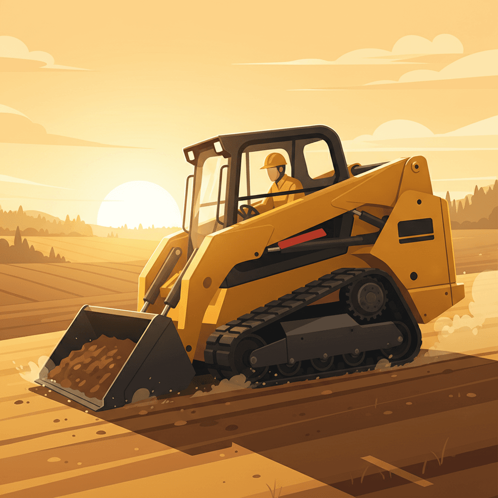 Compact track loader working on a construction site
